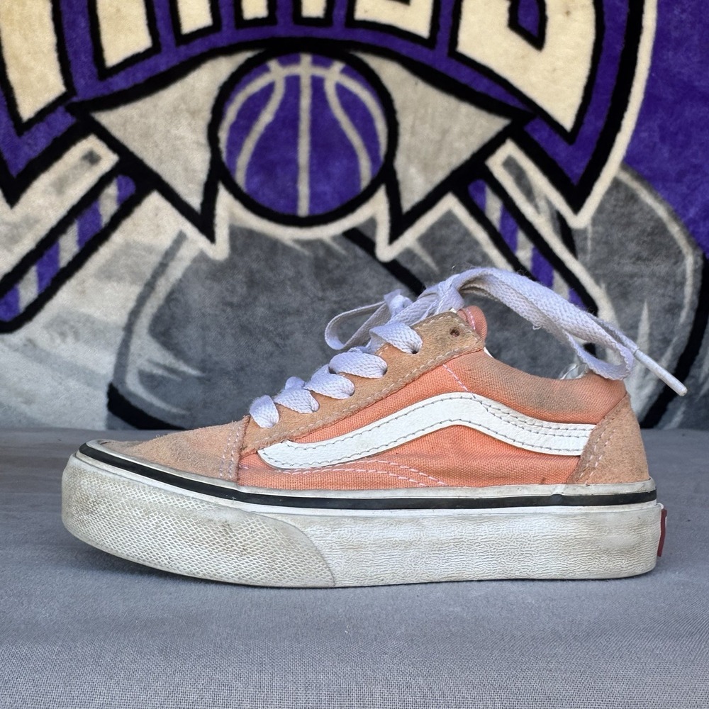 Size 11c - Vans Old Skool Juniors Peach Orange Suede/Canvas Skater Sneakers